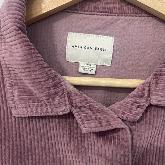 AMERICAN EAGLE Purple Cotton Cropped Distressed Corduroy Jacket Size Small - Picture 3 of 7